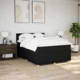 VidaXL Pat box spring cu saltea, negru, 140x190 cm, textil 3287446