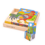 Puzzle cubic - Animalute de la ferma, BigJigs Toys