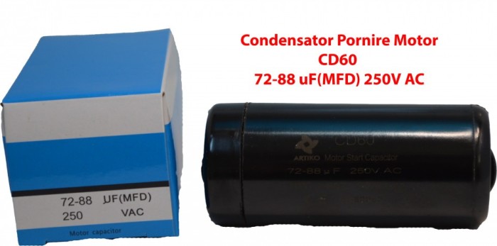 Condensator Pornire Motor, CD60, 72-88uF(MFD) ,250V AC