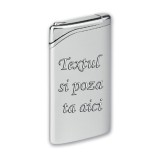 Bricheta Personalizata Argintie, Antivant, Gravata cu Poza si Textul Tau