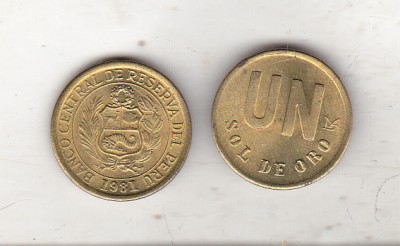 bnk mnd Peru 1 sol de oro 1981 unc foto