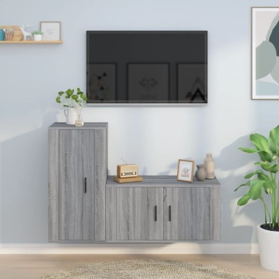 vidaXL Set dulapuri TV, 2 piese, gri sonoma, lemn prelucrat foto