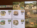 Zambia - antilopa - serie 4 timbre MNH, 4 FDC, 4 maxime, fauna wwf