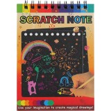 Caiet cu fise razuibile, DIY Magic Scratch, 12 File, Curcubeu, Creion din Lemn, Cartonase negre, 14 x 10 cm, galben