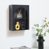 Raft de perete metalic negru cu 2 compartimente, 40x30x13 cm