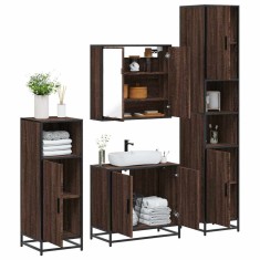 vidaXL Set de mobilier de baie din 4 piese din lemn de stejar maro 3301189
