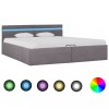 Cadru Pat Hidraulic cu Lada Depozitare si LED, Gri Taupe, 160x200 cm, Textil, Gossi - Modern &amp; Elegant