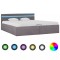 Gossi cadru pat hidraulic cu lada si led gri taupe 160x200 cm textil