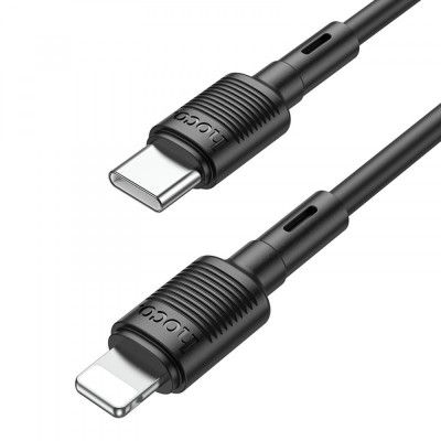 Cablu transfer date si incarcare Hoco X83 USB-C - tip Lightning PD20W 1m, Negru foto