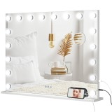 HOMCOM Oglindă machiaj luminoasă LED intensitate reglabilă, oglindă de mărire port USB, 80 x 62 cm | Aosom Romania