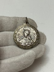 PANDANTIV ARGINT 925 - Maica Domnului cu Iisus - Iconita - Icoana - Vintage !