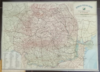 REPUBLICA POPULARA ROMANA , HARTA TURISTICA , OFICIUL NATIONAL DE TURISM &amp;#039; CARPATI &amp;#039; , 1960 foto