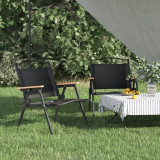 VidaXL Scaune de camping, 2 buc., negru, 54x43x59 cm, țesătură Oxford