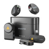 Maono WM650 A3 , Microfon Wireless Profesional Dual cu Aplicatie Mobila, ENC, Raza 300m, 30h Autonomie, Ideal pentru Vlogging si Interviuri