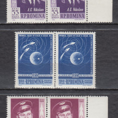 ROMANIA 1962 LP 547 PRIMUL ZBOR IN GRUP - VOSTOK 3 SI 4 PERECHE SERII MNH