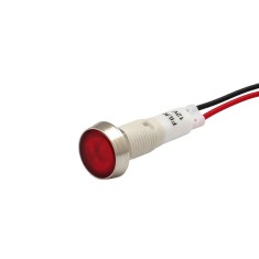 Indicator LED incastrat de panou din plastic, 10mm, 2 fire 20cm, rosu, 12-24V DC, IP65, FL1P-10NW-4-RED