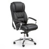 Scaun directorial HM Foster, Piele naturala, Mecanism Multiblock, Suport lombar, Inaltime ajustabila, 120 kg, 125x68x54 cm, Negru