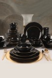 Keramika Set de vesela - Ege Black Gold - 44 bucăți - 6 persoane - Ceramic