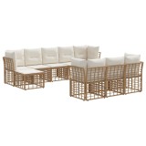 vidaXL Set de canapele de exterior cu pernă 10 pcs Alb Natural și Crem 3437570