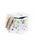 Taburete cu spatiu depozitare, Design, MDF/ Piele ecologica, 100 kg, 38 x 38 Owls