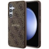 Guess Husa 4G Leather Metal Logo MagSafe Samsung Galaxy S24 Maro