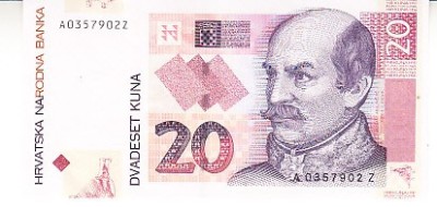 B11 - Bancnota foarte veche - Croatia - 20 kuna - 2001 foto