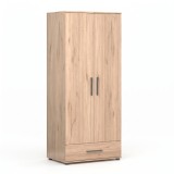 Cumpara ieftin Dulap Haine Adore Trendline 80cm, 2 Usi, Sertar, Stejar, 187cm Inaltime, Dormitor, Sifonier, Garantie 7 Ani