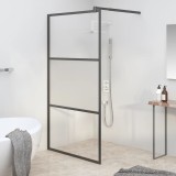 VidaXL Perete cabină duș walk-in negru 100x195 cm sticlă ESG semi-mată