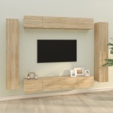 vidaXL Set dulap TV, 8 piese, stejar sonoma, lemn prelucrat
