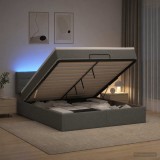 Cumpara ieftin Pat Ottoman cu Saltea si LED Gri inchis 180 x 200 cm Tesatura