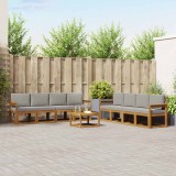 vidaXL Set de canapele de exterior 9 pcs Gri natural și deschis 3366174