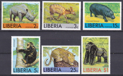 DB1 Fauna Africana 1976 Liberia 6 v. MNH foto