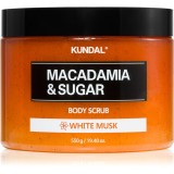KUNDAL Macadamia &amp; Sugar White Musk exfoliant din zahar unt de shea 550 g