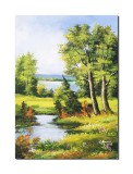 Cumpara ieftin Tablou peisaj din natura pictat manual, Calmitate, 70x50cm ulei pe panza, gata de agatat pe perete