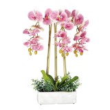 Cumpara ieftin Orhidee artificiala roz in ghiveci ceramica 25 x 10 x 62 cm