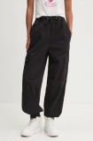 Hugo Blue pantaloni femei, culoarea negru, high waist, 50511288