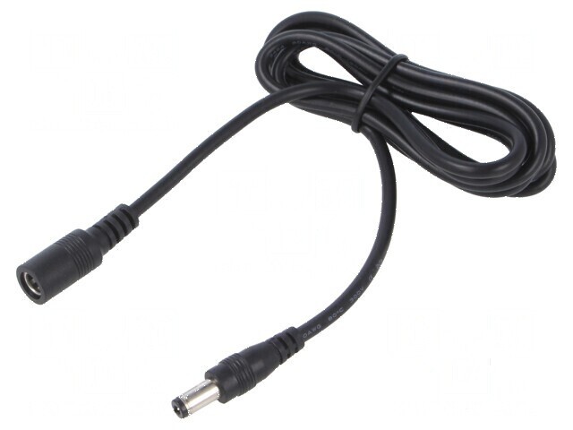 Cablu DC 5,5/2,5mm cu mufă și soclu drept negru 2x0,5mm&sup2;