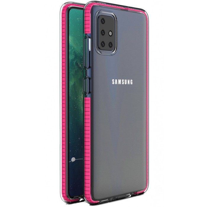 Husa TPU OEM Spring Colorful frame pentru Samsung Galaxy A51 A515, Roz