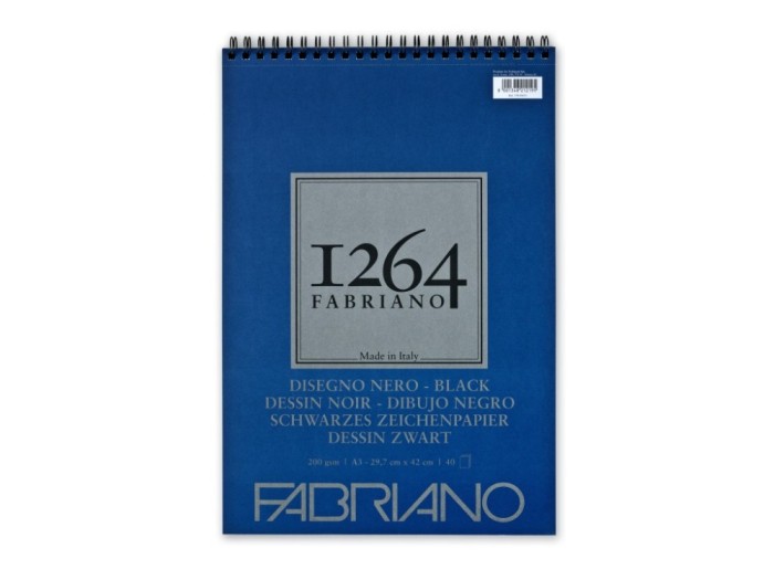 Bloc desen 1264 Black Drawing, A3, 200gr, 40 file, cu spirala Fabriano