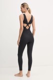 Casall costum de yoga Catsuit culoarea negru, cu decolteu rotund, 22258