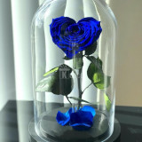 Cumpara ieftin Trandafir Criogenat albastru inima &Oslash;9cm in cupola 17x28cm