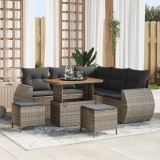 Set de canapea de grădină vidaXL 8 piese cu perne gri din ratan poliester acacia