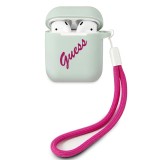 Husa TPU Guess Vintage pentru Apple AirPods Gen 1 / Apple AirPods Gen 2, Bleu GUACA2LSVSBF