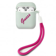 Husa TPU Guess Vintage pentru Apple AirPods Gen 1 / Apple AirPods Gen 2, Bleu GUACA2LSVSBF