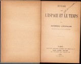 HST C3869N Etude sur l&rsquo;espace et le temps par Georges Lechalas 1896