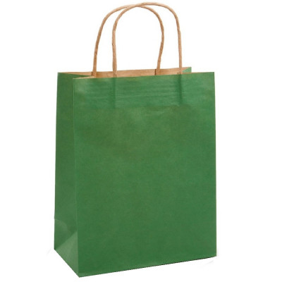 Sacose din Hartie Model Verde Inchis, 25x9.5x30 cm, 100 Buc/Bax, Plase pentru Cadouri foto