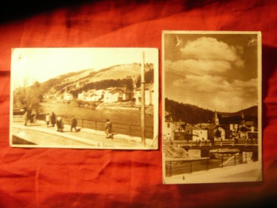 2 Ilustrate Vatra Dornei RPR 1951 - Vedere si Pe malul Dornei . cu defect foto