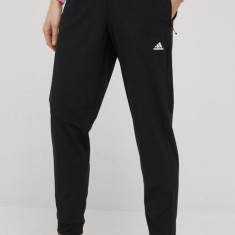 adidas Performance pantaloni de antrenament Versatile femei, culoarea negru, drept, high waist