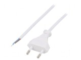 Cablu CEE 7/16 2x0,5mm2 PVC 1,6m alb 2,5A