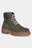 Tommy Jeans cizme &icirc;nalte din piele TJM LACE UP BOOT SUEDE culoarea verde, EM0EM01642
